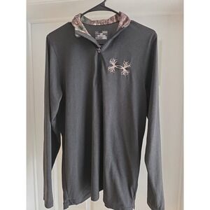 Under Armour Sweater Medium Gray Camo Pullover 1/4‎ Zip Hunting Heatgear